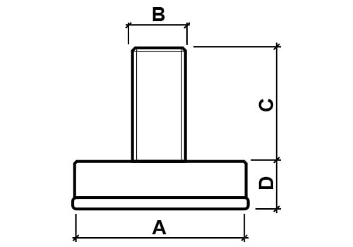 Disegno tecnico - Piedino regolabile base cromata e perno ferro zincocromato 402
